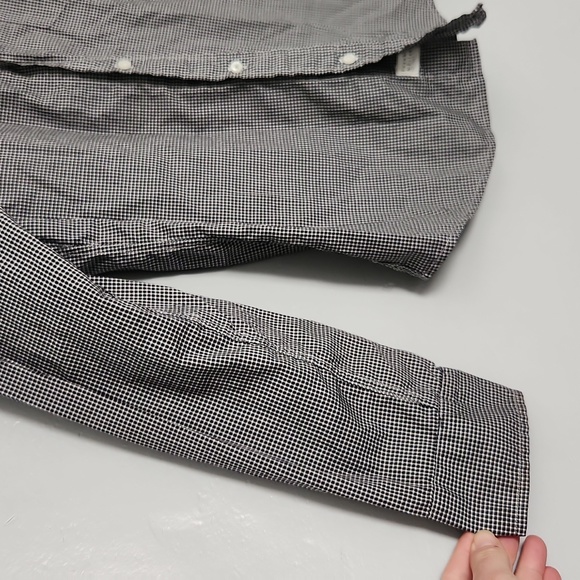 Frank & Eileen Barry Check Crinkle Long Sleeve Button Up Black sz  Large - Picture 5 of 7